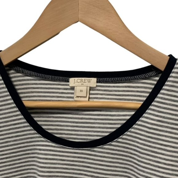 J.Crew Gray White Navy Trim Long Sleeve T Shirt XS - Picture 6 of 9